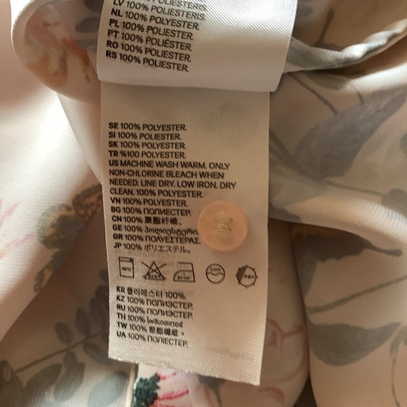 H&M shirt, polyester, owned. Butterfly print. Predominately colour beige. - Picture 5 of 5